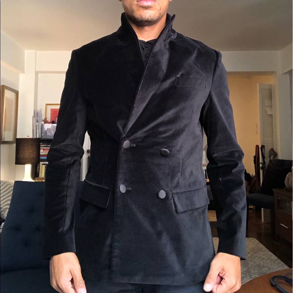 Armani Exchange Men's Double Breast Velvet Blazer